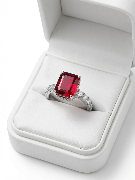 Jewelry - 14K White Gold 5.96CT Natural Ruby 1.65CT Diamond Halo Ring Size 9 AIGL